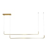 GLOBOSTAR® LINARIA DUO 60926 Μοντέρνο Κρεμαστό Φωτιστικό Οροφής LED 72W 8300lm 200° AC 220-240V IP20 Ρυθμιζόμενο Λευκό CCT με Χειριστήριο από 2700K έως 6000K Dimmable - Lumileds SMD Chip - Χρυσό Βούρτσας - Μ130 x Π4 x Υ25cm - 3 Χρόνια Εγγύηση