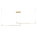 GLOBOSTAR® LINARIA DUO 60926 Μοντέρνο Κρεμαστό Φωτιστικό Οροφής LED 72W 8300lm 200° AC 220-240V IP20 Ρυθμιζόμενο Λευκό CCT με Χειριστήριο από 2700K έως 6000K Dimmable - Lumileds SMD Chip - Χρυσό Βούρτσας - Μ130 x Π4 x Υ25cm - 3 Χρόνια Εγγύηση