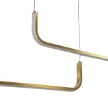 GLOBOSTAR® LINARIA DUO 60926 Μοντέρνο Κρεμαστό Φωτιστικό Οροφής LED 72W 8300lm 200° AC 220-240V IP20 Ρυθμιζόμενο Λευκό CCT με Χειριστήριο από 2700K έως 6000K Dimmable - Lumileds SMD Chip - Χρυσό Βούρτσας - Μ130 x Π4 x Υ25cm - 3 Χρόνια Εγγύηση