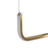 GLOBOSTAR® LINARIA DUO 60926 Μοντέρνο Κρεμαστό Φωτιστικό Οροφής LED 72W 8300lm 200° AC 220-240V IP20 Ρυθμιζόμενο Λευκό CCT με Χειριστήριο από 2700K έως 6000K Dimmable - Lumileds SMD Chip - Χρυσό Βούρτσας - Μ130 x Π4 x Υ25cm - 3 Χρόνια Εγγύηση