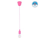 GloboStar® CABLITO 61553 Μοντέρνο Κρεμαστό Φωτιστικό Ανάρτηση Μονόφωτο 1 x E27 IP20 Ροζ Σιλικόνη - Μ4 x Π4 x Υ110cm