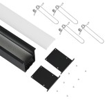GloboStar® RECESS-PROFILE 70818-3M Προφίλ Αλουμινίου - Βάση & Ψύκτρα Ταινίας LED με Λευκό Γαλακτερό Κάλυμμα - Χωνευτή Χρήση - Πατητό Κάλυμμα - Μαύρο - 3 Μέτρα - Μ300 x Π7.5 x Υ7cm