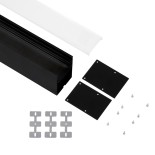 GLOBOSTAR® ALP-LINEAR VERTEX 70828-3M Επιφανειακό Προφίλ Αλουμινίου με Λευκό Γαλακτερό Πατητό Κάλυμμα για Ταινίες LED IP20 - Μαύρο & Λευκό - Μ300 x Π5 x Υ7cm 