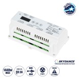 GloboStar® 71449 D12 SKYDANCE DC DMX & RDM Dimmer Din Rail Ράγας High Speed Controller / Decoder / Master 12 Καναλιών DC 12-24V 12 x 5A 120W - Max 60.5A 1440W - IP20 Μ15.5 x Π9 x Υ6cm - 5 Years Warranty