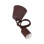 GloboStar® CABLITO 61561 Μοντέρνο Κρεμαστό Φωτιστικό Ανάρτηση Μονόφωτο 1 x E27 IP20 Καφέ Σιλικόνη - Μ4 x Π4 x Υ110cm