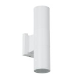 GloboStar® WALLY 77871 Φωτιστικό Τοίχου - Απλίκα Αρχιτεκτονικού Φωτισμού Εσωτερικού/Εξωτερικού Χώρου Up & Down Δίφωτο 2 x GU10 AC220-240V Αδιάβροχο IP65 - Σώμα Αλουμινίου & Tempered Glass - Μ6.4 x Π11 x Υ25cm - Λευκό - 5 Years Warranty