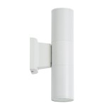 GloboStar® WALLY 77871 Φωτιστικό Τοίχου - Απλίκα Αρχιτεκτονικού Φωτισμού Εσωτερικού/Εξωτερικού Χώρου Up & Down Δίφωτο 2 x GU10 AC220-240V Αδιάβροχο IP65 - Σώμα Αλουμινίου & Tempered Glass - Μ6.4 x Π11 x Υ25cm - Λευκό - 5 Years Warranty