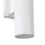 GloboStar® WALLY 77871 Φωτιστικό Τοίχου - Απλίκα Αρχιτεκτονικού Φωτισμού Εσωτερικού/Εξωτερικού Χώρου Up & Down Δίφωτο 2 x GU10 AC220-240V Αδιάβροχο IP65 - Σώμα Αλουμινίου & Tempered Glass - Μ6.4 x Π11 x Υ25cm - Λευκό - 5 Years Warranty