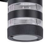 GloboStar® ORION 77883 Φωτιστικό Τοίχου - Απλίκα Αρχιτεκτονικού Φωτισμού Εσωτερικού/Εξωτερικού Χώρου Up & Down Δίφωτο 2 x GU10 AC220-240V Αδιάβροχο IP65 - Σώμα Αλουμινίου & Tempered Glass - Μ9 x Π15x Υ35.5cm - Μαύρο - 5 Years Warranty