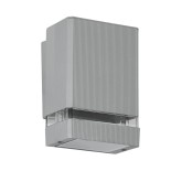 GloboStar® QUATRO 77894 Φωτιστικό Τοίχου - Απλίκα Αρχιτεκτονικού Φωτισμού Εσωτερικού/Εξωτερικού Χώρου Up or Down Μονόφωτο 1 x GU10 AC220-240V Αδιάβροχο IP65 - Σώμα Αλουμινίου & Tempered Glass - Μ11 x Π10 x Υ16.4cm - Γκρί - 5 Years Warranty