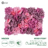 GloboStar® Artificial Garden ROSES STORY PURPLE 78336 Τεχνητό Διακοσμητικό Πάνελ Λουλουδιών - Κάθετος Κήπος σύνθεση Αμβροσία Μ60 x Π40 x Υ6cm