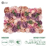 GloboStar® Artificial Garden ROSES STORY PINK 78337 Τεχνητό Διακοσμητικό Πάνελ Λουλουδιών - Κάθετος Κήπος σύνθεση Αμβροσία Μ60 x Π40 x Υ6cm