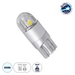 GloboStar® T10 W5W 81043 Car Bulb LED 2 SMD 3030 0.4W 60lm 360° DC 12-16V IP20 Φ1 x Υ2.5cm Cool White 6000K