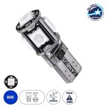 GloboStar® T10 W5W 25000 Λάμπα Αυτοκίνητου LED  2rd Generation Can-Bus Series 5xSMD5050 2.30W 240lm 360° DC 12V IP20 Φ1.1 x Υ2.7cm Μπλε