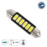 GLOBOSTAR® C5W 81304 Σωληνωτή Λάμπα C5W 42mm LED 0.72W 240lm 120° DC 12V IP20 Ψυχρό Λευκό 6000K - 6 x Epistar SMD5630 Chip - Μ4.2 x Π0.9 x Υ0.9cm - 1 Χρόνο Εγγύηση