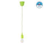 GloboStar® CABLITO 61557 Μοντέρνο Κρεμαστό Φωτιστικό Ανάρτηση Μονόφωτο 1 x E27 IP20 Πράσινο Σιλικόνη - Μ4 x Π4 x Υ110cm