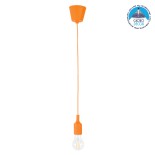 GloboStar® CABLITO 61554 Μοντέρνο Κρεμαστό Φωτιστικό Ανάρτηση Μονόφωτο 1 x E27 IP20 Πορτοκαλί Σιλικόνη - Μ4 x Π4 x Υ110cm