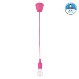 GloboStar® CABLITO 61552 Μοντέρνο Κρεμαστό Φωτιστικό Ανάρτηση Μονόφωτο 1 x E27 IP20 Ροζ Σιλικόνη - Μ4 x Π4 x Υ110cm