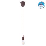 GloboStar® CABLITO 61561 Μοντέρνο Κρεμαστό Φωτιστικό Ανάρτηση Μονόφωτο 1 x E27 IP20 Καφέ Σιλικόνη - Μ4 x Π4 x Υ110cm