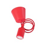 GloboStar® CABLITO 61551 Μοντέρνο Κρεμαστό Φωτιστικό Ανάρτηση Μονόφωτο 1 x E27 IP20 Κόκκινο Σιλικόνη - Μ4 x Π4 x Υ110cm