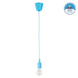GloboStar® CABLITO 61559 Μοντέρνο Κρεμαστό Φωτιστικό Ανάρτηση Μονόφωτο 1 x E27 IP20 Γαλάζιο Σιλικόνη - Μ4 x Π4 x Υ110cm