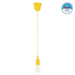 GloboStar® CABLITO 61555 Μοντέρνο Κρεμαστό Φωτιστικό Ανάρτηση Μονόφωτο 1 x E27 IP20 Κίτρινο Σιλικόνη - Μ4 x Π4 x Υ110cm