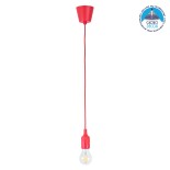GloboStar® CABLITO 61551 Μοντέρνο Κρεμαστό Φωτιστικό Ανάρτηση Μονόφωτο 1 x E27 IP20 Κόκκινο Σιλικόνη - Μ4 x Π4 x Υ110cm
