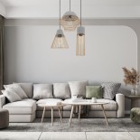 GLOBOSTAR® DURANT 01323 Μοντέρνο Κρεμαστό Φωτιστικό Οροφής με Ντουί 1 x E27 AC 220-240V IP20 - Γκρι & Χρυσό - Μ25 x Π25 x Υ31cm