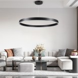 GloboStar® VENOM 61182 Κρεμαστό Φωτιστικό Δαχτυλίδι-Κύκλος LED CCT 75W 8818lm 120° AC 220-240V - Εναλλαγή Φωτισμού μέσω Τηλεχειριστηρίου All In One Ψυχρό 6000K+Φυσικό 4500K+Θερμό 2700K Dimmable Φ100cm - Μαύρο - 3 Years Warranty