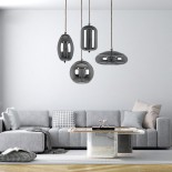 GLOBOSTAR® AXTON 00751 Μοντέρνο Κρεμαστό Φωτιστικό Οροφής LED 5W 500lm 180° AC 220-240V IP20 Θερμό Λευκό 2700K - Sanan SMD Chip - Μαύρο & Μαύρο Φιμέ - Μ30 x Π30 x Υ15cm - 2 Xρόνια Εγγύηση