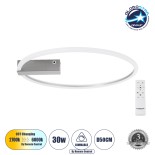 GLOBOSTAR® CINDERELLA 60983 Μοντέρνο Φωτιστικό Οροφής LED 30W 3360lm 360° AC 220-240V IP20 Ρυθμιζόμενο Λευκό CCT με Χειριστήριο από 2700K έως 6000K Dimmable - Lumileds SMD Chip - Νίκελ Βούρτσας - Μ50 x Π50 x Υ5cm - 3 Χρόνια Εγγύηση