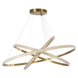 GloboStar® DIAMOND TRIO 61141 Κρεμαστό Φωτιστικό Δαχτυλίδι-Κύκλος LED CCT 150W 18379lm 360° AC 220-240V - Εναλλαγή Φωτισμού μέσω Τηλεχειριστηρίου All In One Ψυχρό 6000k+Φυσικό 4500k+Θερμό 2700k Dimmable Φ60+80+100cm - Χρυσό Βούρτσας - 3 Years Warranty
