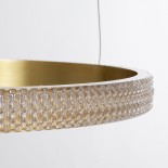 GloboStar® DIAMOND TETRA 61149 Κρεμαστό Φωτιστικό Δαχτυλίδι-Κύκλος LED CCT 150W 18379lm 360° AC 220-240V - Εναλλαγή Φωτισμού μέσω Τηλεχειριστηρίου All In One Ψυχρό 6000k+Φυσικό 4500k+Θερμό 2700k Dimmable Φ25+40+60+80cm - Χρυσό Βούρτσας - 3 Years Warranty