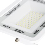 GloboStar® ATLAS 61419 Επαγγελματικός Προβολέας LED 50W 6250lm 120° AC 220-240V - Αδιάβροχος IP67 - Μ21 x Π3.5 x Υ16cm - Λευκό - Ψυχρό Λευκό 6000K - LUMILEDS Chips - TÜV Rheinland Certified - 5 Years Warranty