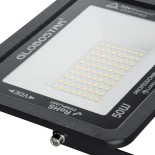 GloboStar® ATLAS 61423 Επαγγελματικός Προβολέας LED 50W 6000lm 120° AC 220-240V - Αδιάβροχος IP67 - Μ21 x Π3.5 x Υ16cm - Μαύρο - Φυσικό Λευκό 4500K - LUMILEDS Chips - TÜV Rheinland Certified - 5 Years Warranty