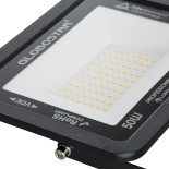 GloboStar® ATLAS 61424 Επαγγελματικός Προβολέας LED 50W 5750lm 120° AC 220-240V - Αδιάβροχος IP67 - Μ21 x Π3.5 x Υ16cm - Μαύρο - Θερμό Λευκό 2700K - LUMILEDS Chips - TÜV Rheinland Certified - 5 Years Warranty