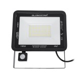 GloboStar® AURORA 61443 Επαγγελματικός Προβολέας LED 100W 12500lm 120° AC 220-240V με Ενσωματωμένο Ρυθμιζόμενο Αισθητήρα Κίνησης PIR - Αδιάβροχος IP67 - Μ25 x Π6.5 x Υ27.5cm - Μαύρο - Ψυχρό Λευκό 6000K - LUMILEDS Chips - TÜV Rheinland Certified - 3 Years 