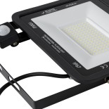 GloboStar® AURORA 61443 Επαγγελματικός Προβολέας LED 100W 12500lm 120° AC 220-240V με Ενσωματωμένο Ρυθμιζόμενο Αισθητήρα Κίνησης PIR - Αδιάβροχος IP67 - Μ25 x Π6.5 x Υ27.5cm - Μαύρο - Ψυχρό Λευκό 6000K - LUMILEDS Chips - TÜV Rheinland Certified - 3 Years 
