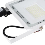 GloboStar® AURORA 61444 Επαγγελματικός Προβολέας LED 100W 12500lm 120° AC 220-240V με Ενσωματωμένο Ρυθμιζόμενο Αισθητήρα Κίνησης PIR - Αδιάβροχος IP67 - Μ25 x Π6.5 x Υ27.5cm - Λευκό - Ψυχρό Λευκό 6000K - LUMILEDS Chips - TÜV Rheinland Certified - 3 Years 