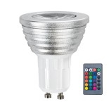 GloboStar® 76065 Σποτ LED GU10 MR16 3W 200lm 90° AC 220-240V IP20 Φ5 x Υ8.5cm - Εναλλαγή Φωτισμού μέσω Τηλεχειριστηρίου RGB - Dimmable - 2 Χρόνια Εγγύηση