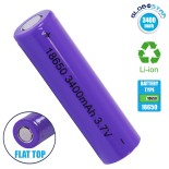 GloboStar® 79097 Επαναφορτιζόμενη Μπαταρία Λιθίου 18650 FLAT PIN 3400mAh Li-ion 3.7V 12.6Wh 