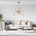 GLOBOSTAR® MILANO 01485 Μοντέρνο Φωτιστικό Οροφής με Ντουί 12 x E27 AC 220-240V IP20 - Χρυσό - Μ80 x Π80 x Υ80cm