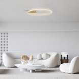 GLOBOSTAR® CINDERELLA 60982 Μοντέρνο Φωτιστικό Οροφής LED 30W 3360lm 360° AC 220-240V IP20 Ρυθμιζόμενο Λευκό CCT με Χειριστήριο από 2700K έως 6000K Dimmable - Lumileds SMD Chip - Χρυσό Βούρτσας - Μ50 x Π50 x Υ5cm - 3 Χρόνια Εγγύηση