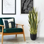 GloboStar® Artificial Garden BLOODLEAF DRACAENA TRIFASCIATA 20061 Τεχνητό Διακοσμητικό Φυτό Αιματόφυλλη Σανσεβιέρια Υ90cm