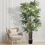 GloboStar® Artificial Garden BROADLEAF LADY PALM TREE 20385 Τεχνητό Διακοσμητικό Φυτό Πλατύφυλλος Φοίνικας Μπαμπού Υ200cm
