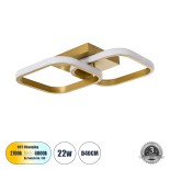 GLOBOSTAR® NORA 61063 Μοντέρνο Φωτιστικό Οροφής LED 22W 2200lm 300° AC 220-240V IP20 Ρυθμιζόμενο Λευκό CCT με On/Off 2700K/4500K/6000K - Lumileds SMD Chip - Σατινέ Χρυσό Βούρτσας - Μ40 x Π24 x Υ7cm - 3 Χρόνια Εγγύηση