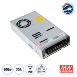 GloboStar® LRS-600-24 90788 MEANWELL Ρυθμιζόμενο Μεταλλικό Τροφοδοτικό PELV για Προϊόντα LED 600W 25A - AC 220-240V σε DC 24V - Ρυθμιζόμενο από 22.8VDC έως 26.4VDC - IP20 Μ22.5 x Π12.4 x Υ4.1cm - 3 Years Warranty