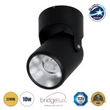 GloboStar® DETRONIC 60505 Επιφανειακό Κινούμενο Spot Downlight LED 10W 1250lm 24° AC 220-240V IP20 Φ9cm x Υ16cm - Στρόγγυλο - Μαύρο - Θερμό Λευκό 2700K - Bridgelux COB - TÜV Certified Driver - 5 Years Warranty