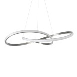 GLOBOSTAR® DEXTER 60915 Μοντέρνο Κρεμαστό Φωτιστικό Οροφής LED 90W 9000lm 300° AC 220-240V IP20 Ρυθμιζόμενο Λευκό CCT με Χειριστήριο από 2700K έως 6000K Dimmable - Lumileds SMD Chip - Σατινέ Νίκελ Βούρτσας - Μ73 x Π73 x Υ16cm - 3 Χρόνια Εγγύηση