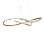 GLOBOSTAR® DEXTER 60916 Μοντέρνο Κρεμαστό Φωτιστικό Οροφής LED 90W 10080lm 300° AC 220-240V IP20 Ρυθμιζόμενο Λευκό CCT με Χειριστήριο από 2700K έως 6000K Dimmable - Lumileds SMD Chip - Χρυσό Πλατίνα - Μ73 x Π73 x Υ16cm - 3 Χρόνια Εγγύηση